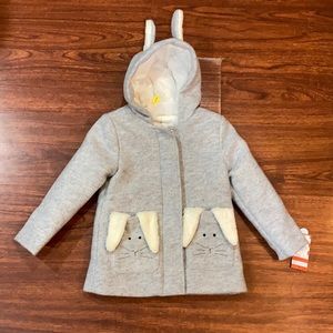 Toddler Girl Gray Bunny Hooded Zip Up Coat
